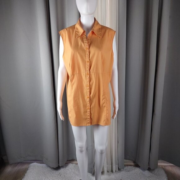 Apostrophe Women’s Orange, Button Up, Sleeveless, Lightweight Blouse Size 16W - Picture 2 of 11
